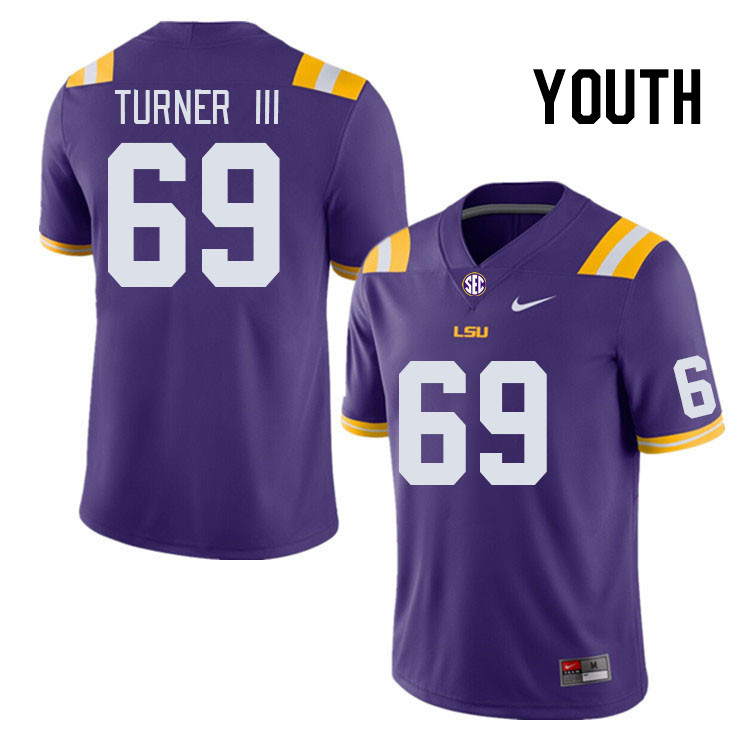 Youth #69 Charles Turner III LSU Tigers College Football Jerseys Stitched-Purple